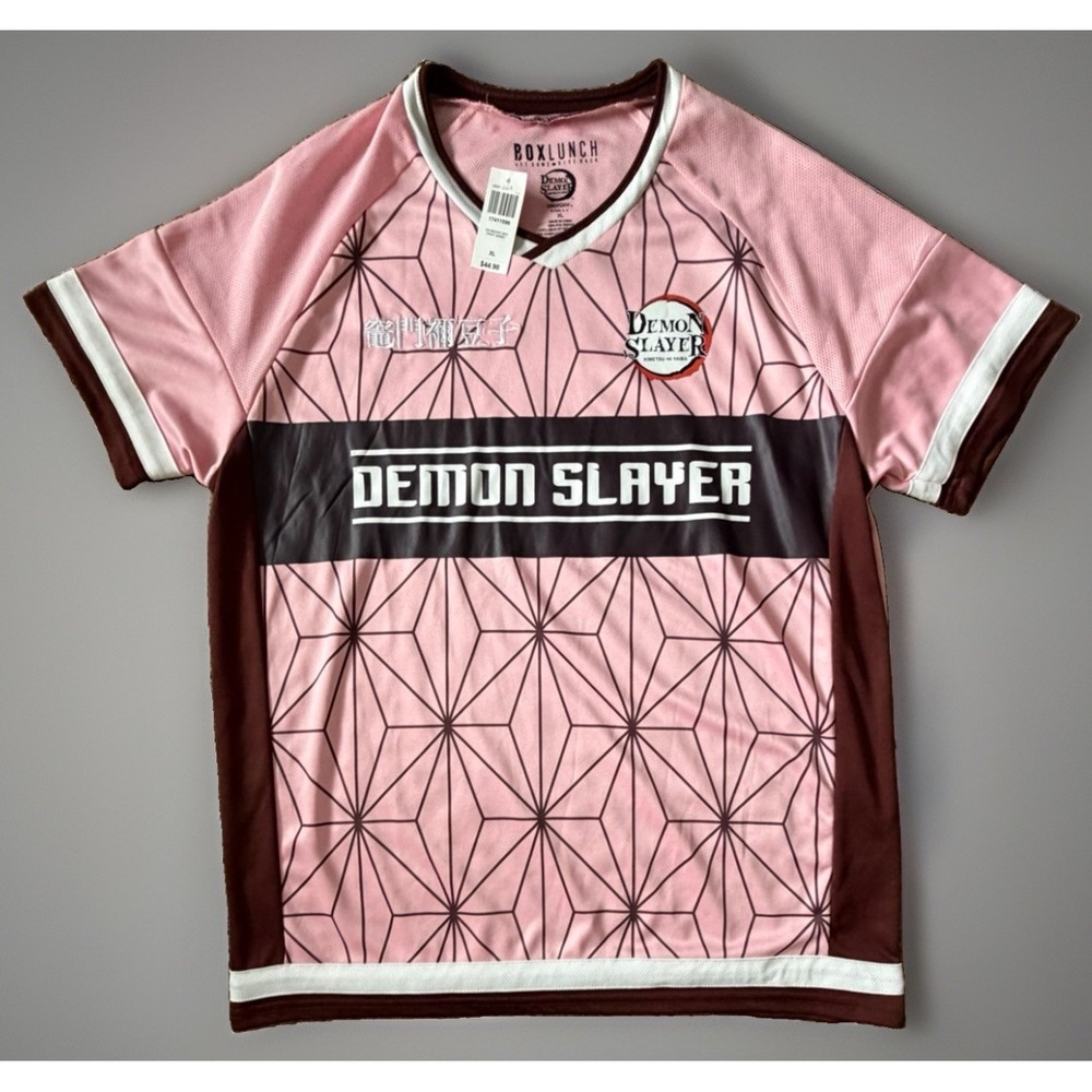 New Box Lunch Demon Slayer Nezuko Pink Short Sleeve Soccer Jersey XL NWT JBHS